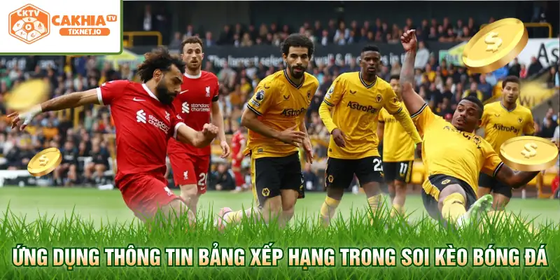 Ứng dụng thông tin bảng xếp hạng trong soi kèo bóng đá